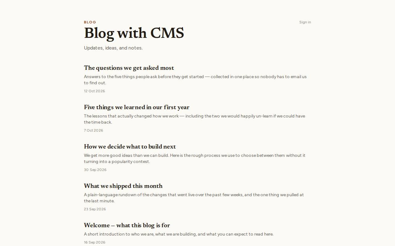 Blog with CMS