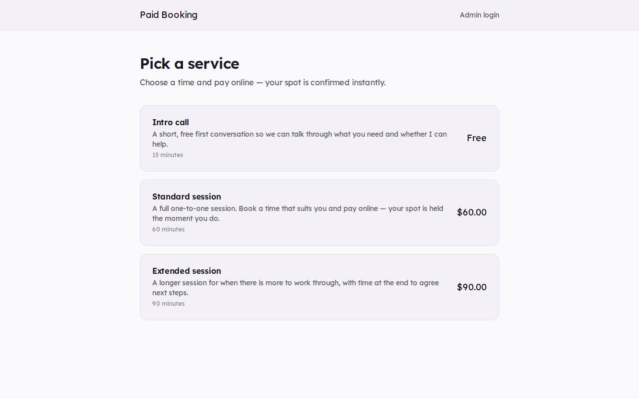 Paid Booking