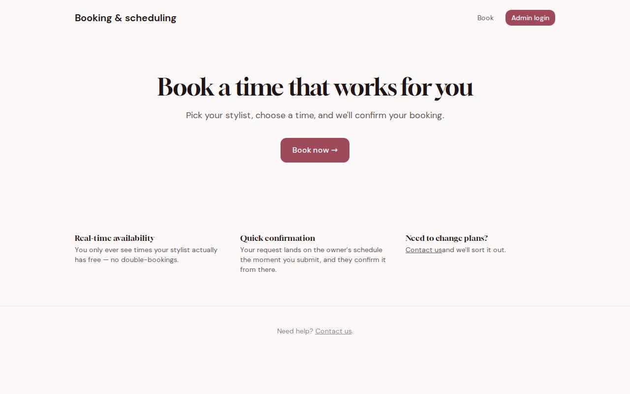 Booking & scheduling