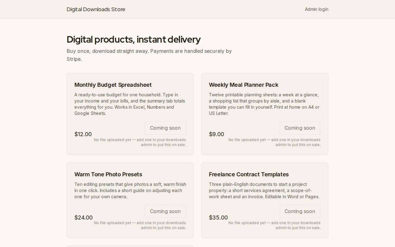 Digital Downloads Store
