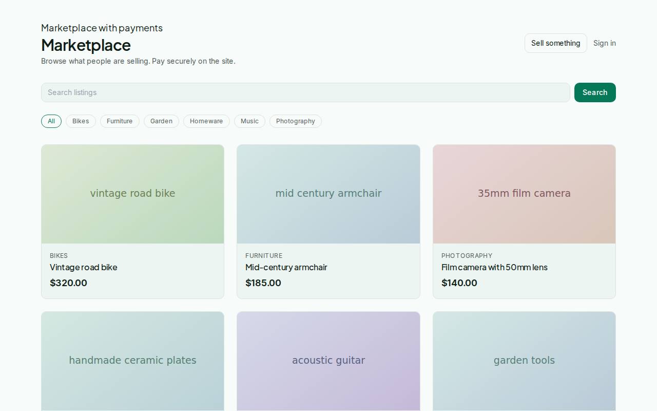 Marketplace with payments